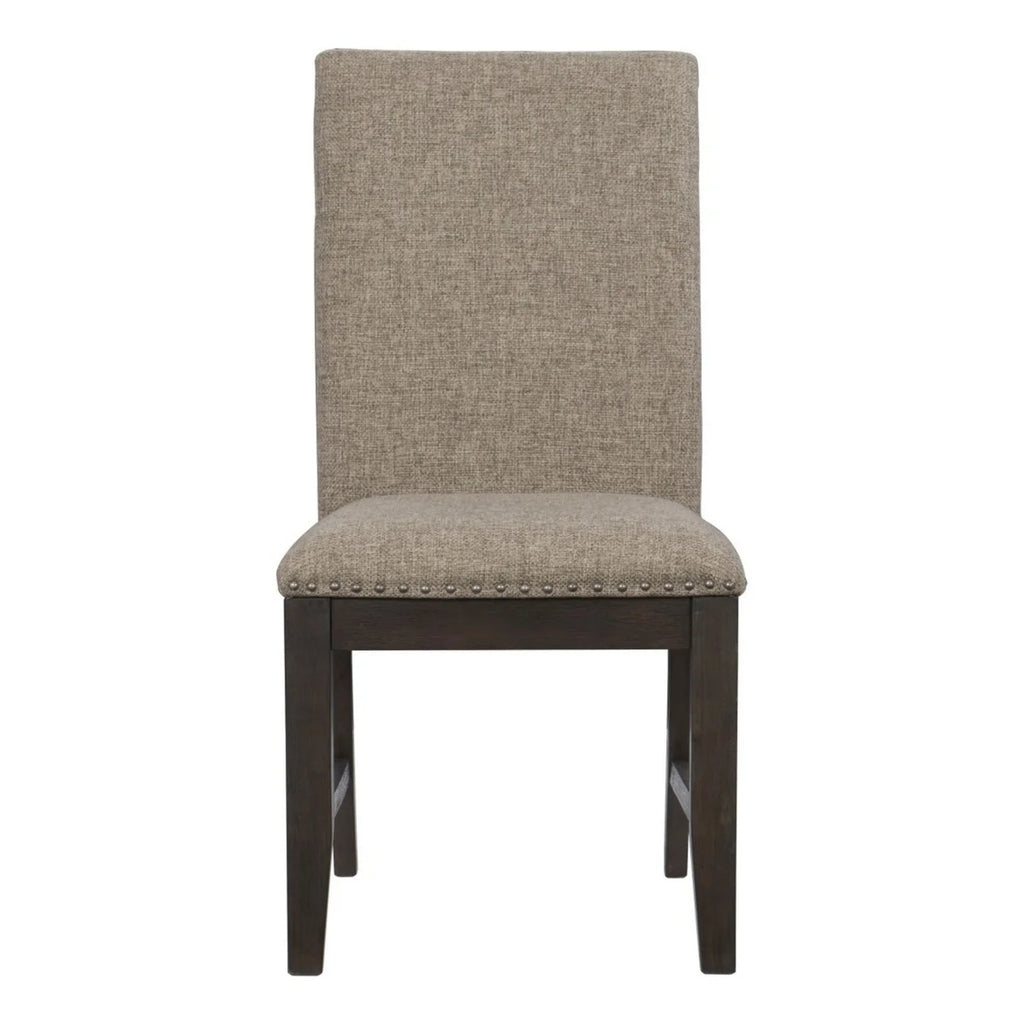 Brown Fabric Padded Side Chair with Nailhead Trim T657