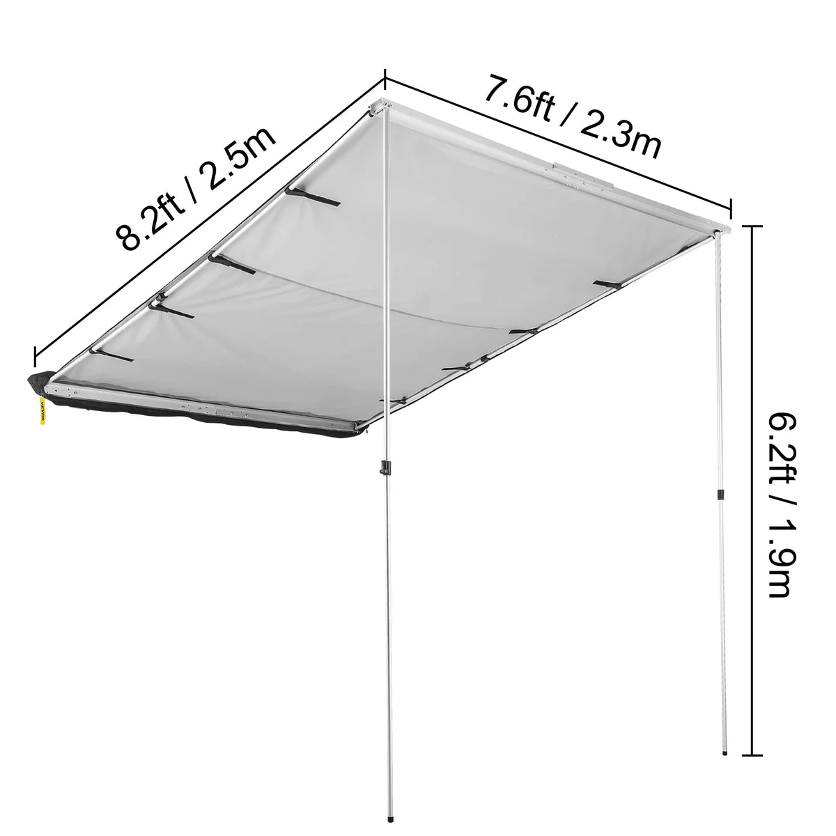 Retractable Waterproof SUV Rooftop Car Awning Grey 7.6'x8.2' P4889