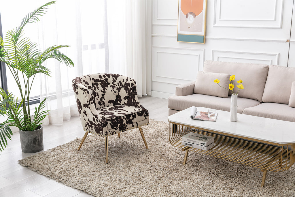 Modern Barrel Accent Chair, Velvet Curved Back Upholstered Single Sofa Club Chair with Button Tufting and Nailhead Trim C3906