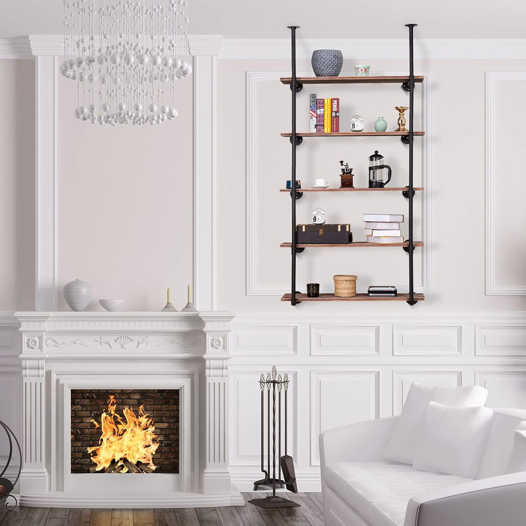 2 Pack 5 Tier Industrial Iron Pipe Shelf P826