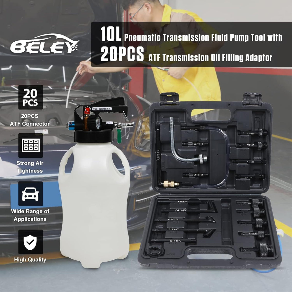 10L Manual Automatic Transmission Fluid Refill Pump Set with 20 PCS Adapters P89505