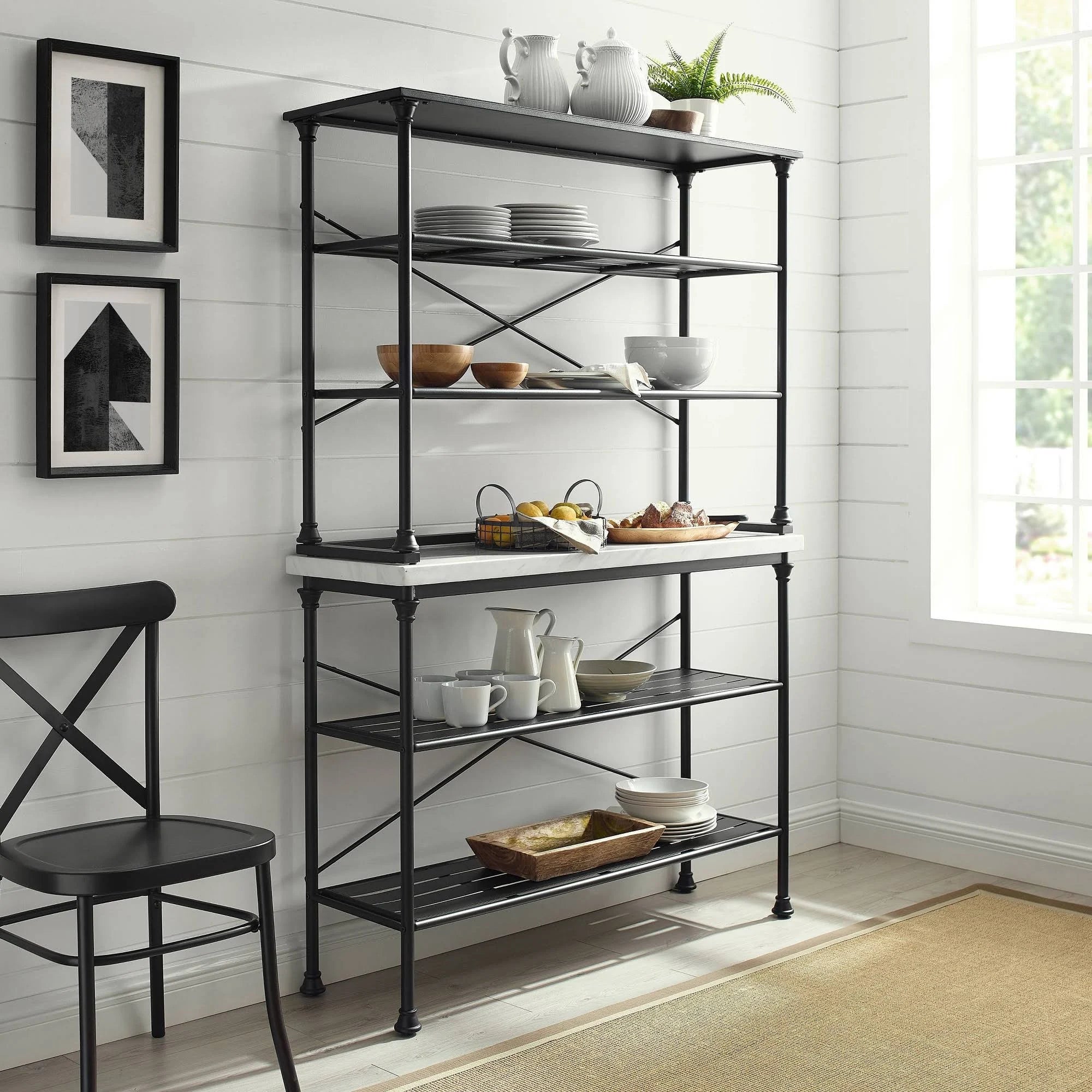 2 Piece Black Baker's Rack Set U753086