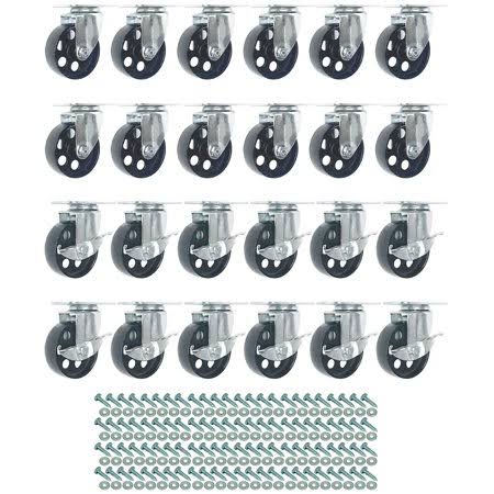 24 Pack 4 inch All Steel Swivel Plate Caster Wheels with Brake Lock B166386