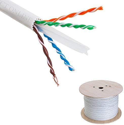 Cat6A 1000 Foot Solid Bare Copper 23AWG 4 Pair Bulk Ethernet Cable, Unshielded Twisted Pair (UTP) (White) R377