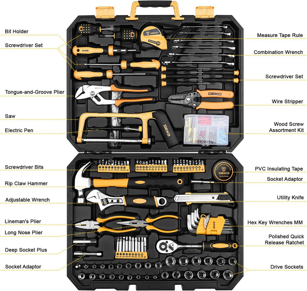 198 Piece Home Repair Tool Kit with Plastic Toolbox P811