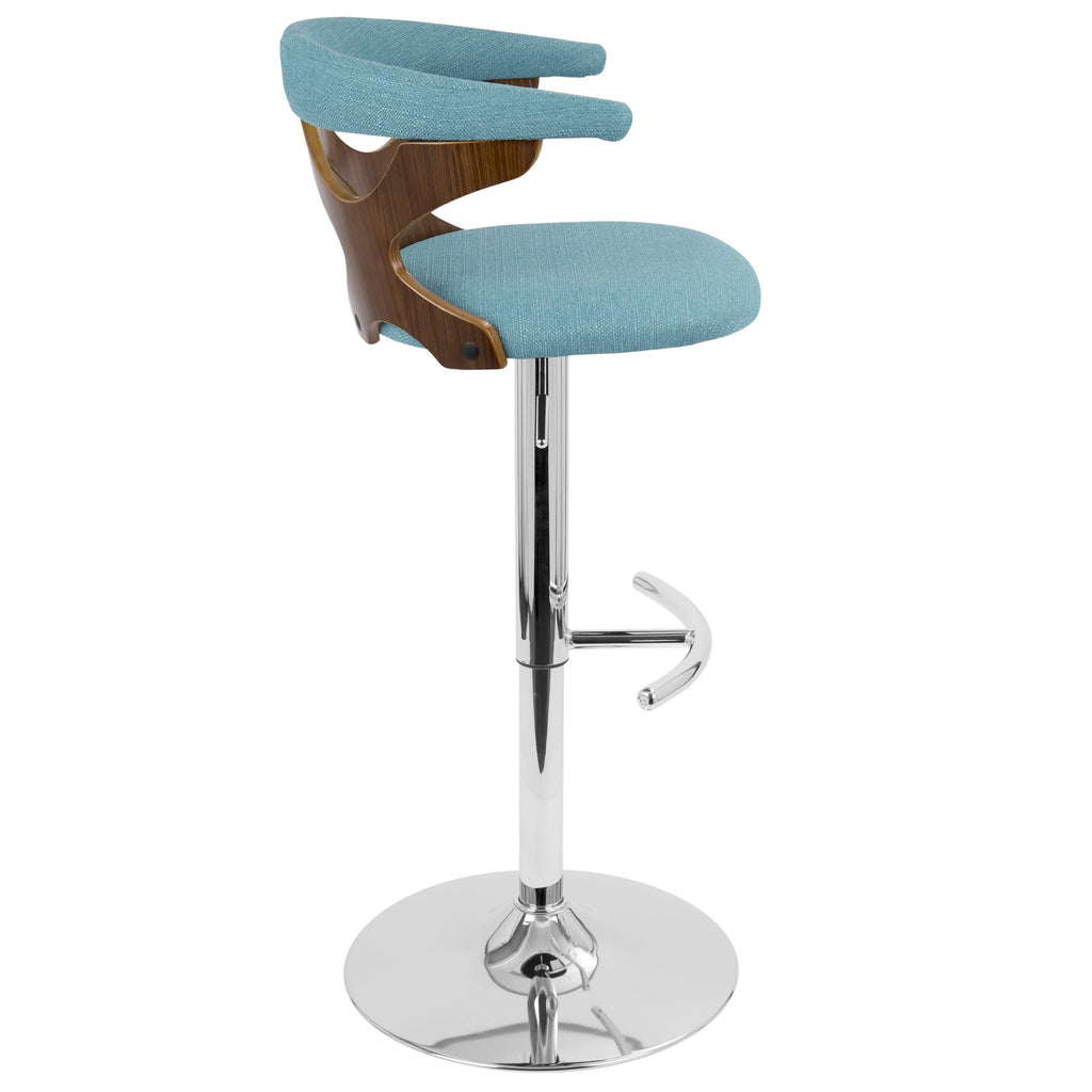 Walnut and Teal Adjustable Barstool A95368