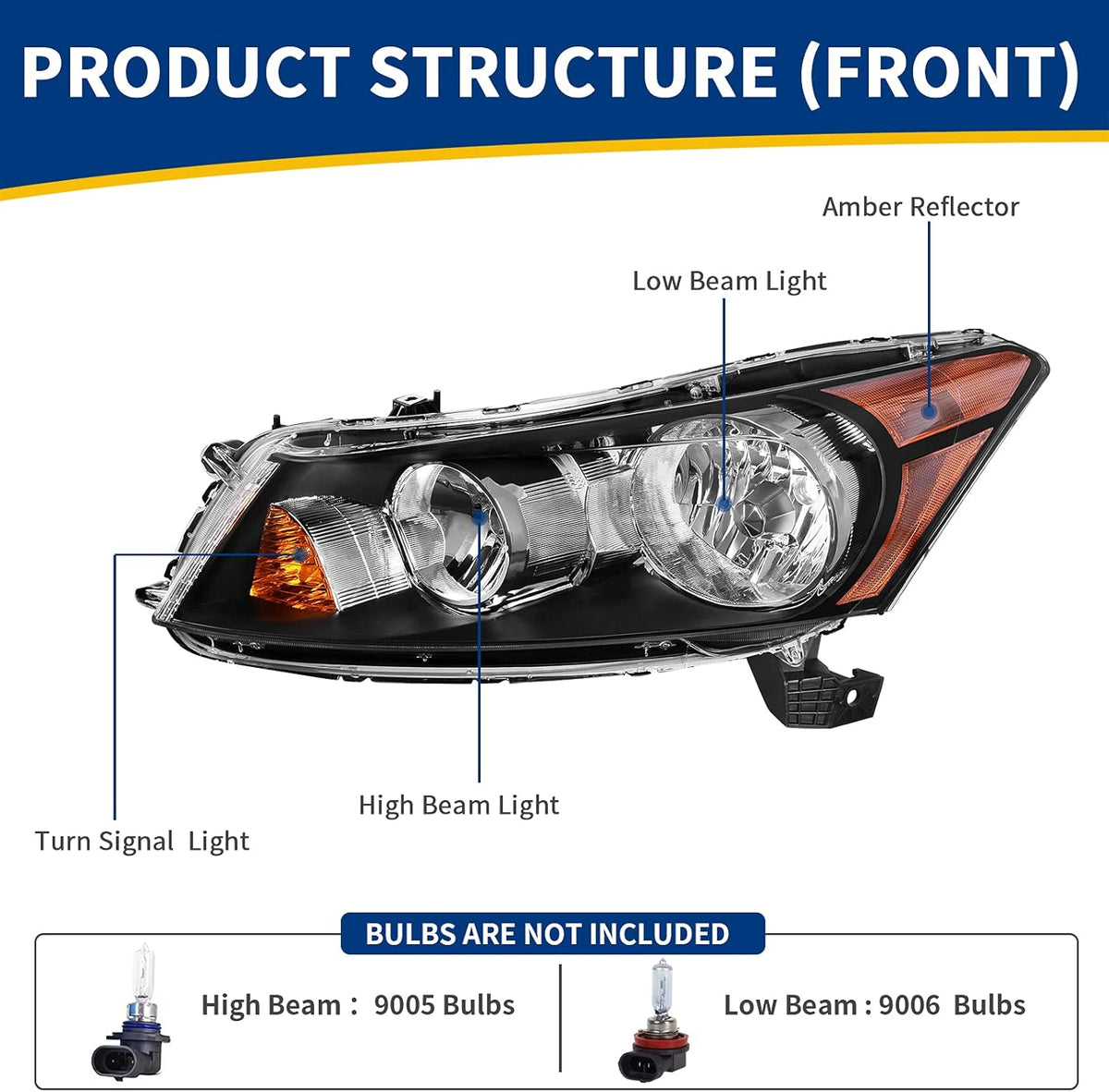 Headlight Assembly for 2008-2012 Accord 4-Door Sedan O587759