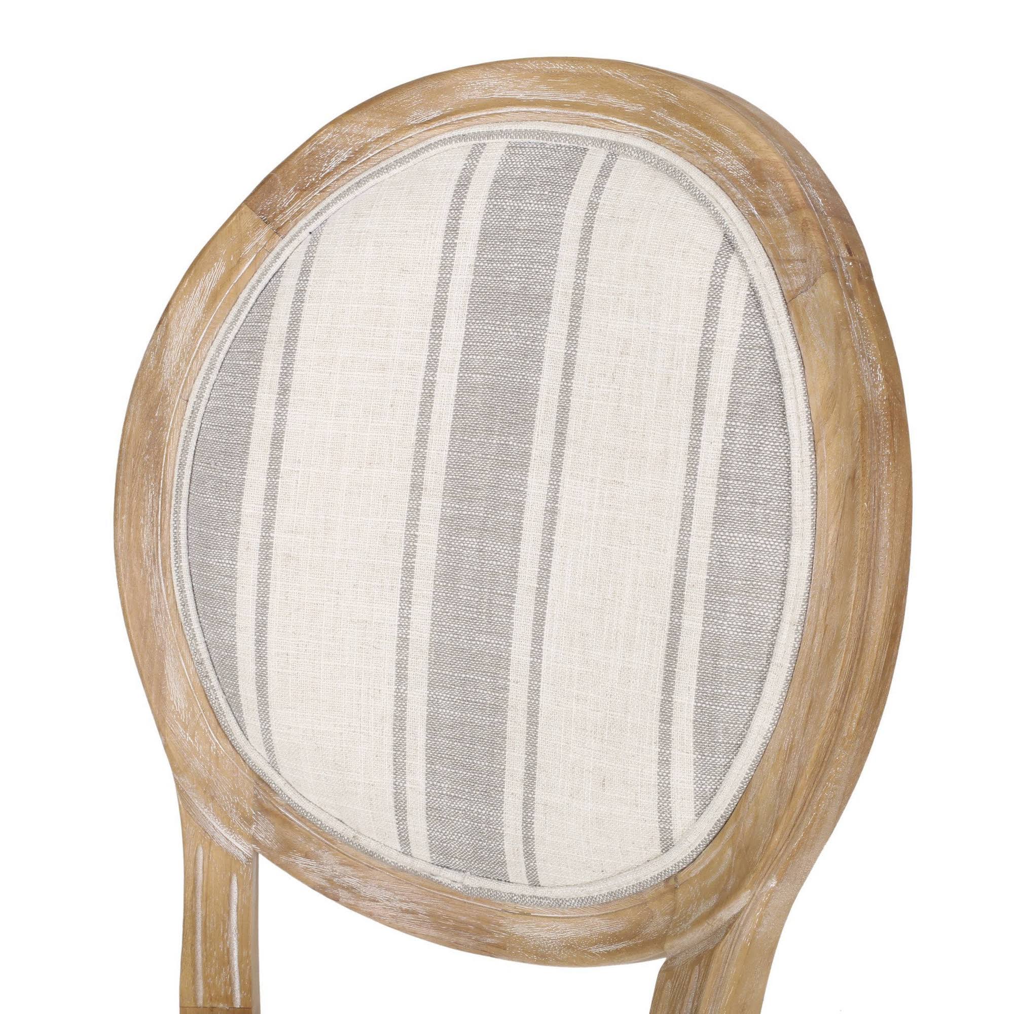 Dining Chair Set of 4 Gray Stripes Light Beige Natural U26032