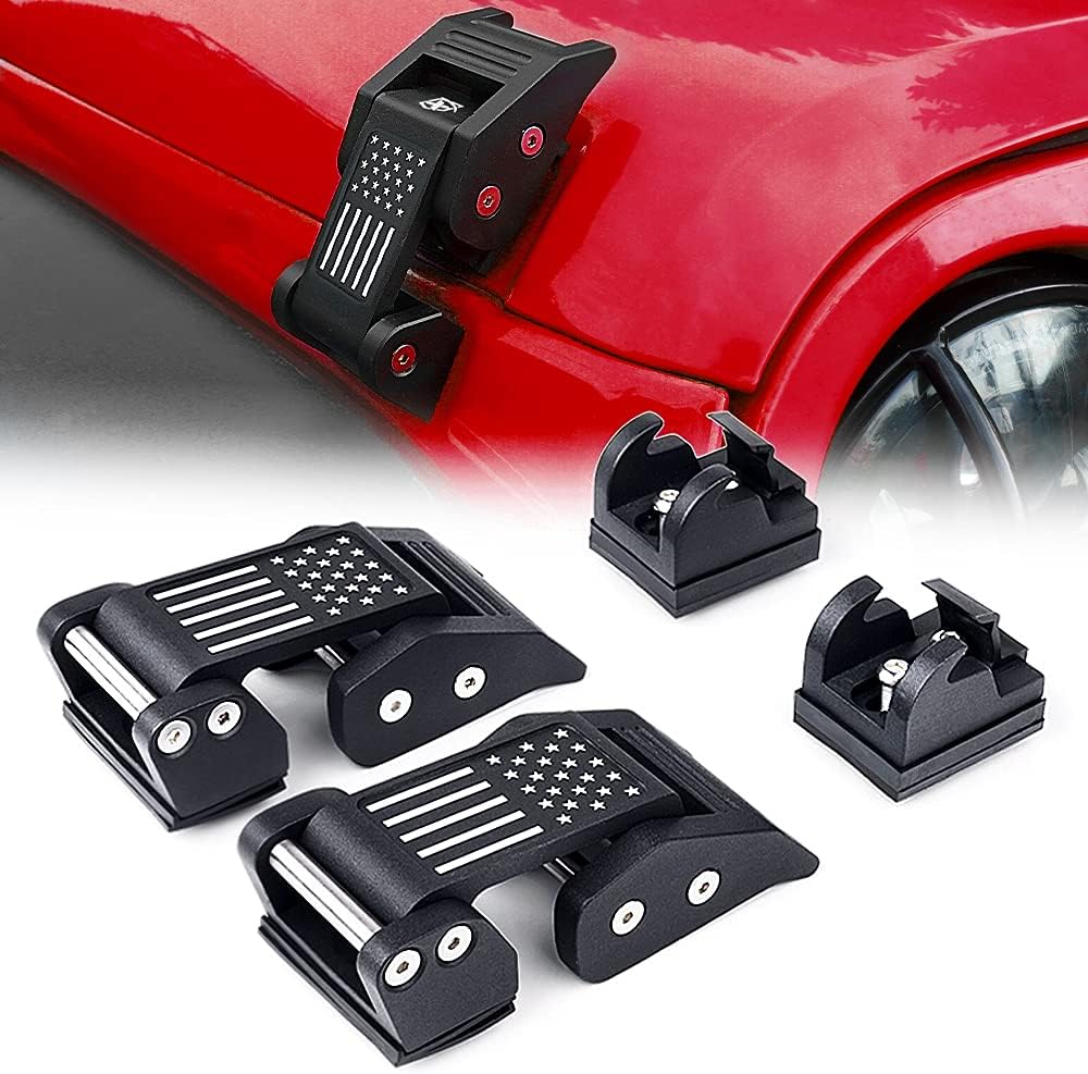 Aluminum Hood Latches Catch Kit with U.S. Flag Style X484