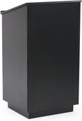 Black Tall Podium with Locking Cabinet and Shelf B5489