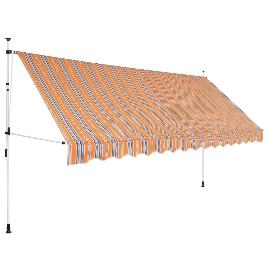 Yellow and Blue Stripes Manual Retractable Awning Q69196