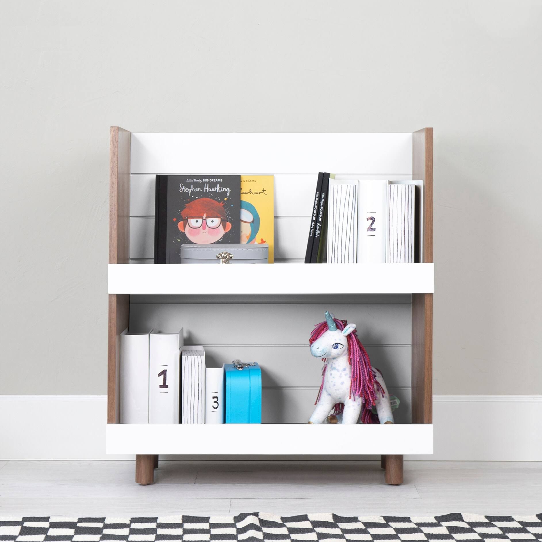 Kids Bookcase Walnut White L603