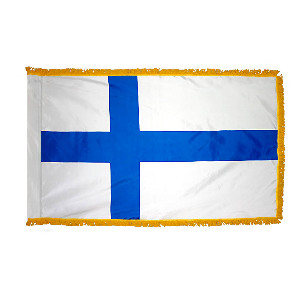 3ft. x 5ft. Finland Flag with Side Pole Sleeve and Fringe A9125