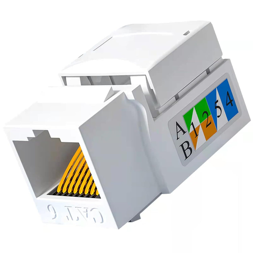 Cat6 RJ45 Keystone Jack Punch Down Connector White Ethernet Module Coupler M1535