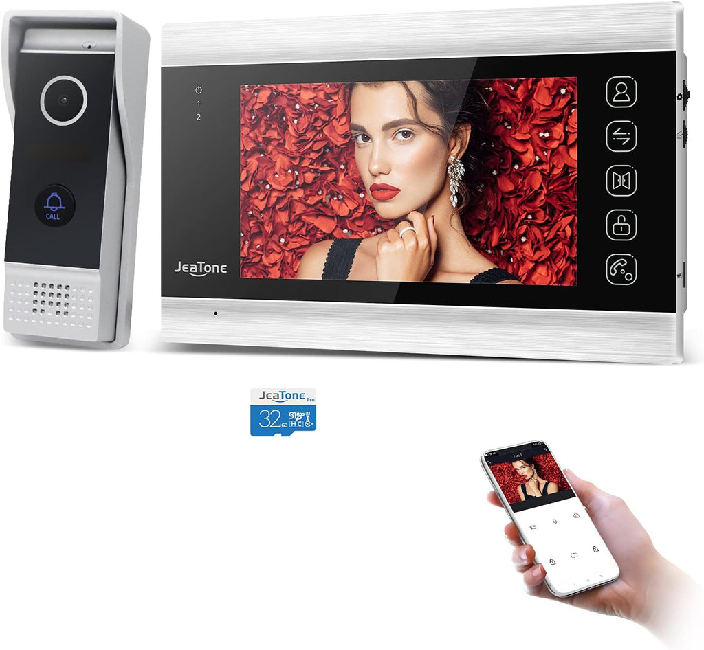 Video Door Phone Doorbell 4-Wired 7 Inch AHD Wi-Fi Intercom System with 720P Camera F956125