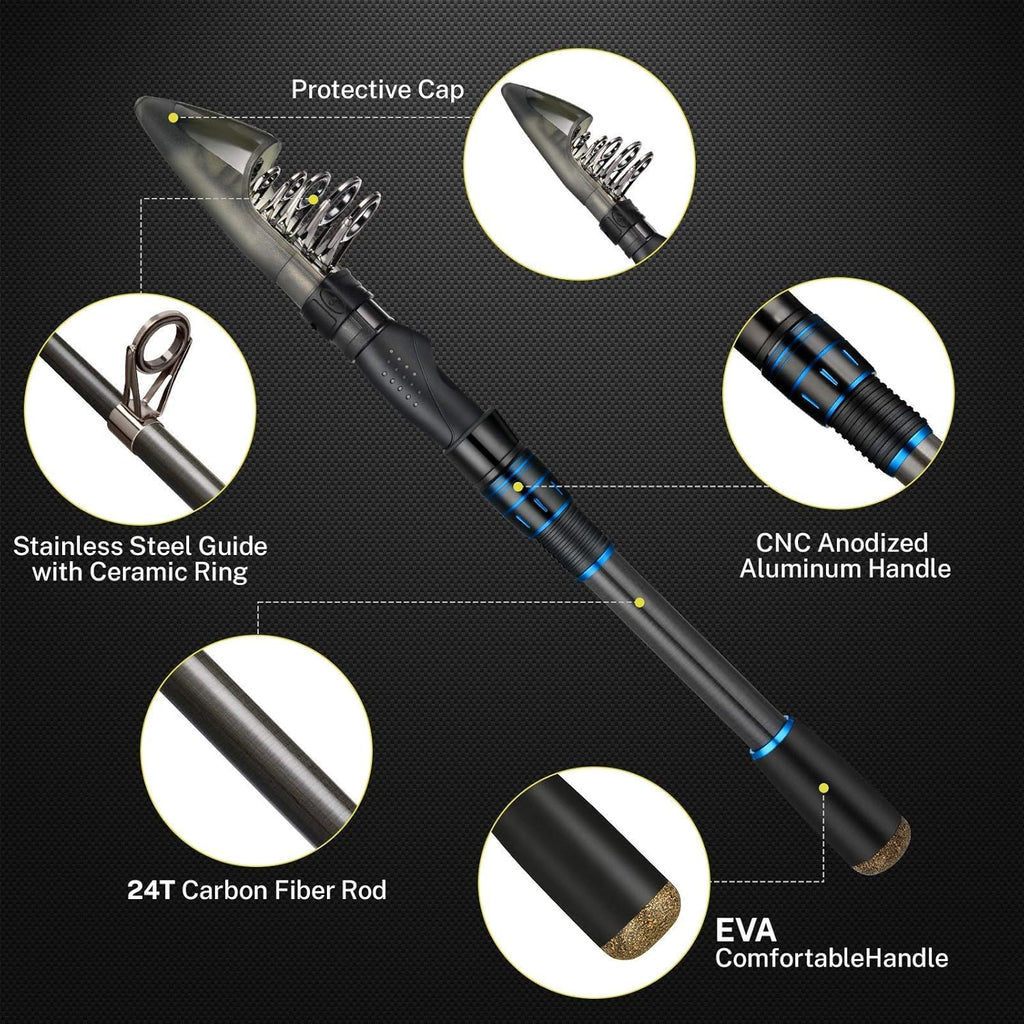 Carbon Fiber Telescopic Fishing Rod and Reel Combo D5596