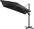 11FT Square Black Offset Cantilever Patio Umbrella with Aluminum Pole W7215