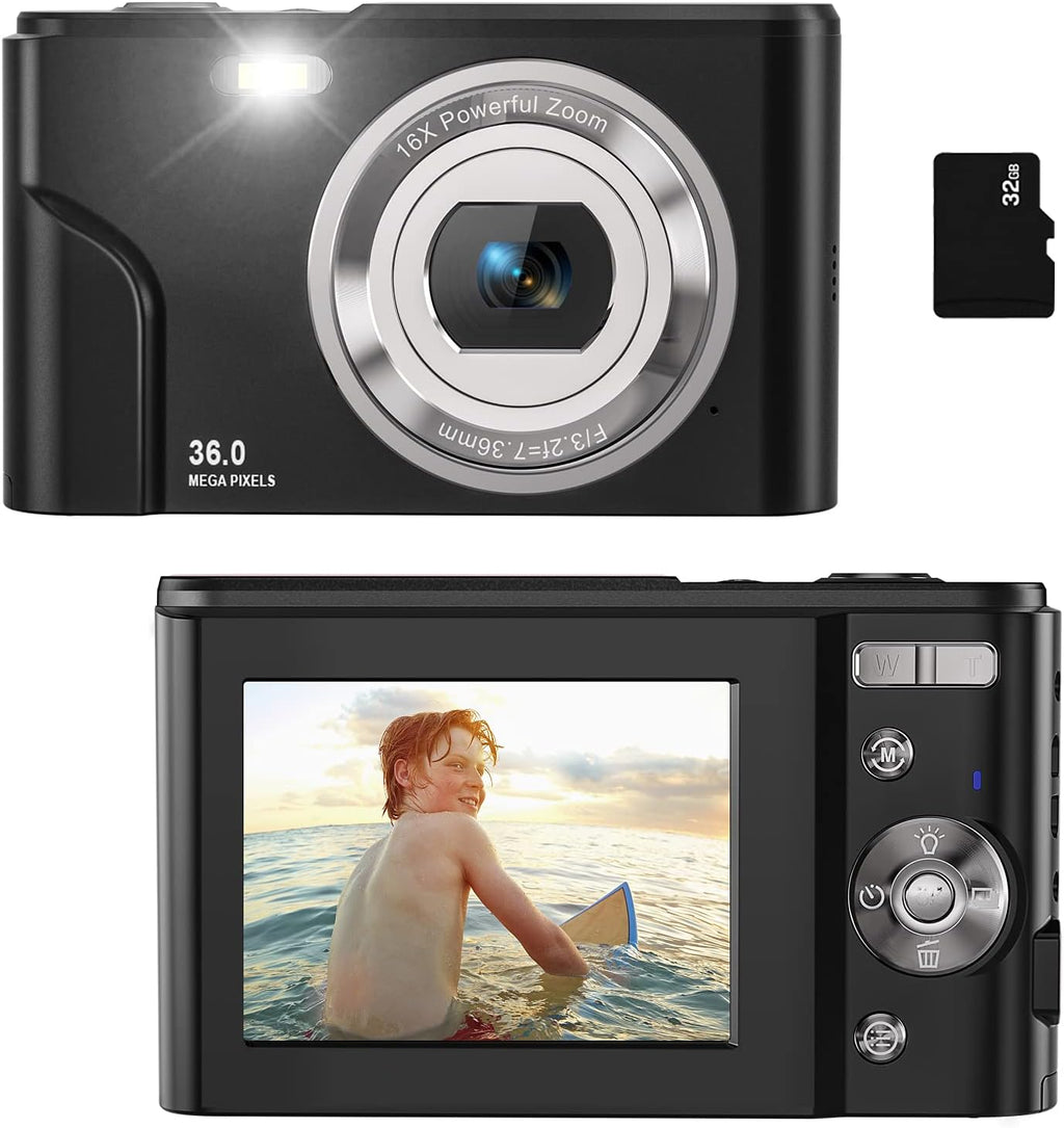 36MP Full HD 1080P Rechargeable Children's Camera with 32GB SD Card (Purple) N5256