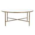 Brass and White Round Metal Coffee Table C3649