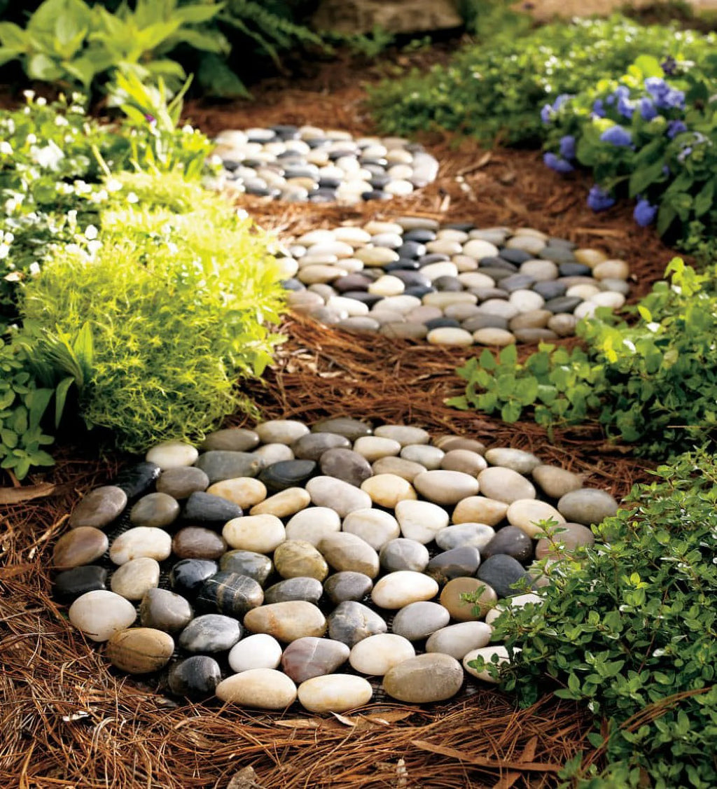 Set of 3 Natural River Rock Stepping Stones O69611