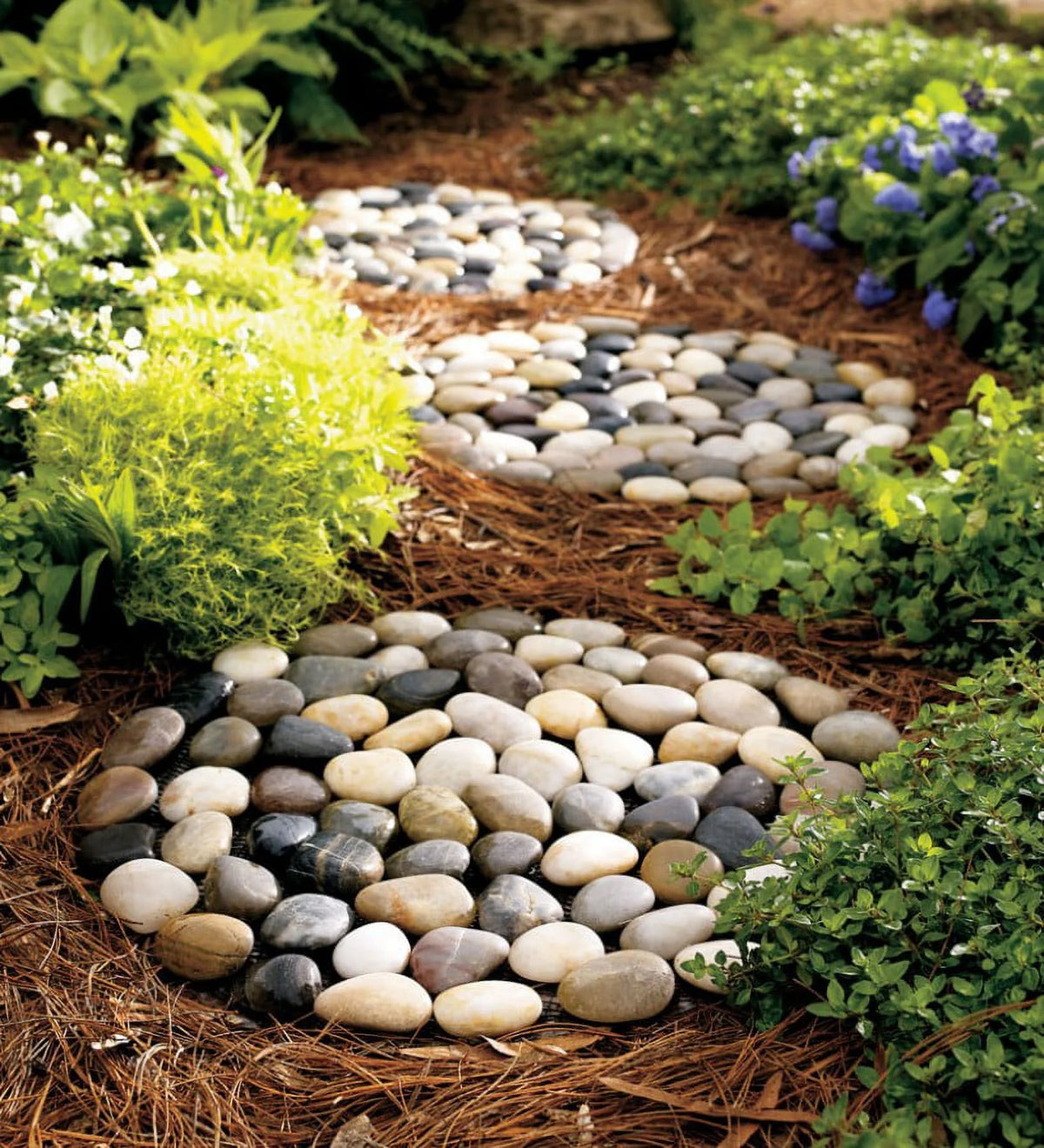 Set of 3 Natural River Rock Stepping Stones O69611