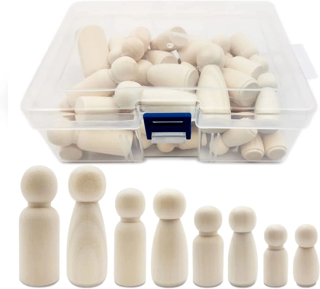 50Pcs Wooden Peg Dolls 35-65mm DIY Arts Crafts D838