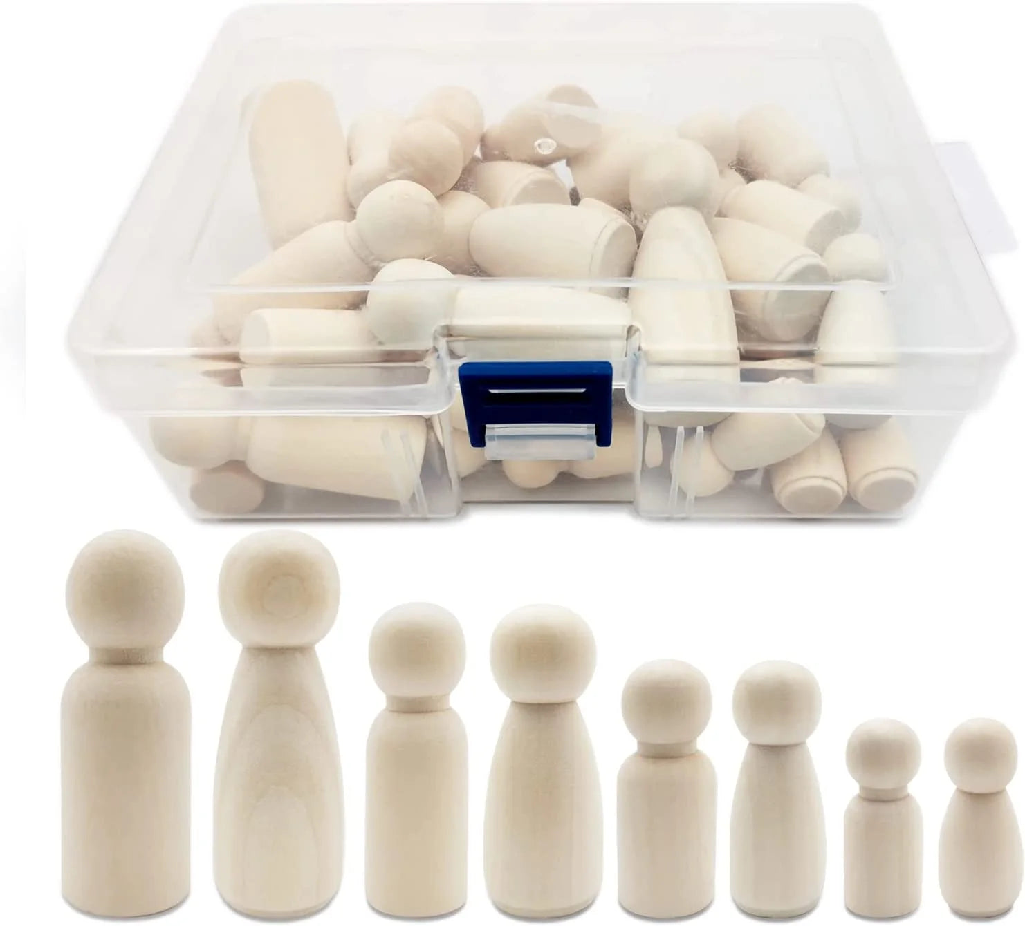 50Pcs Wooden Peg Dolls 35-65mm DIY Arts Crafts D838