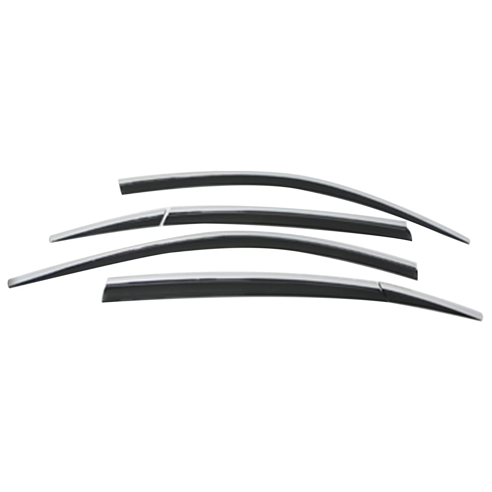6PCS ABS Black Window Visors with Chrome Trim Y4165