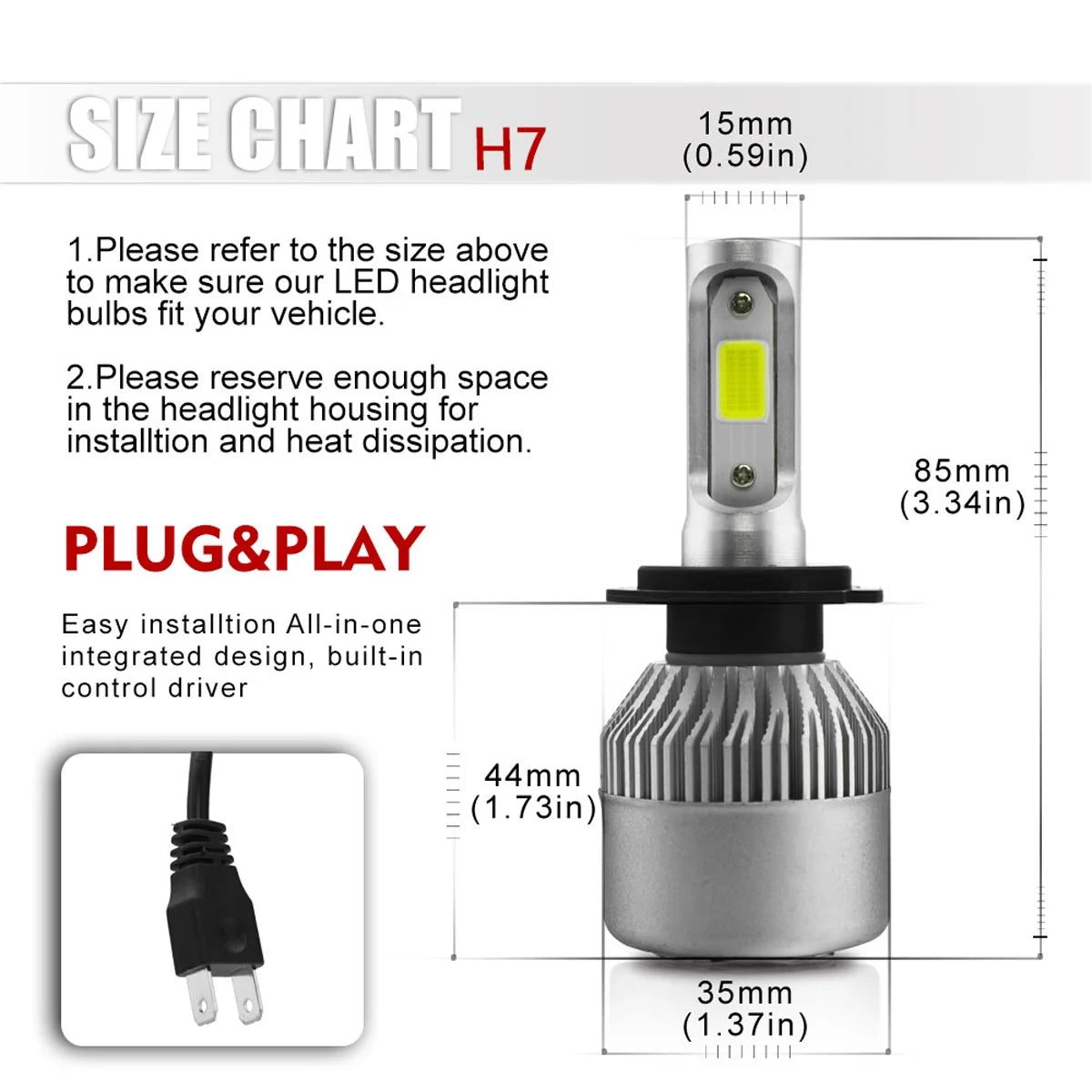 LED Headlight and Fog Light Bulb Pack of 6 O852