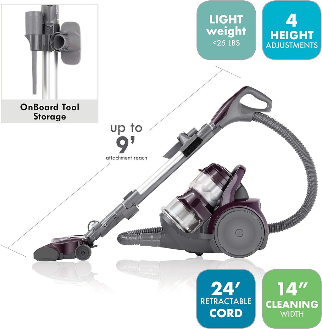 Blue Lightweight Bagless Compact HEPA Canister Vacuum with Pet Turbine Brush A304