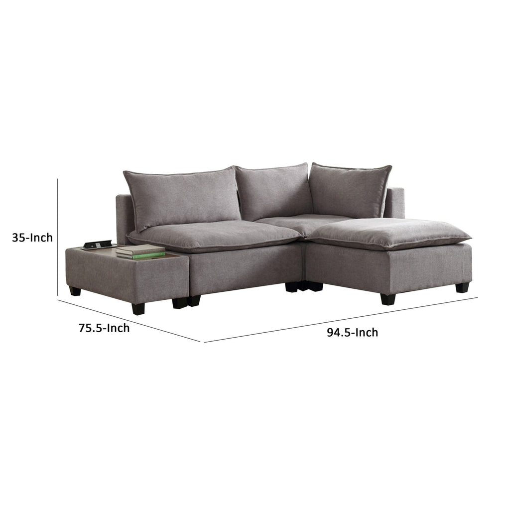 95 Inch Loveseat, Ottoman, and Console Table Set, Gray Z7807