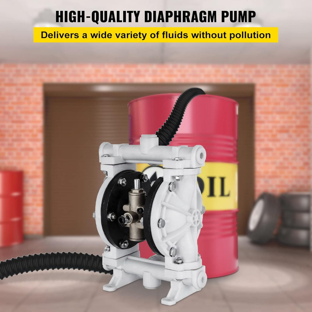 Air-Operated Double Diaphragm Pump 1/2 inch Polypropylene 13 GPM Max 100PSI P5953