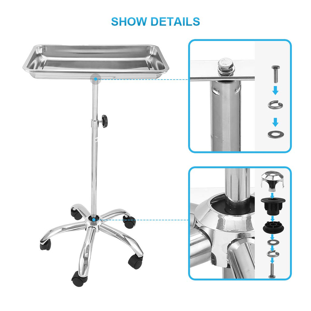 Mayo Instrument Stand with Mobile 5 Caster Base, Lift Out Work Tray, Pack of 2 G906