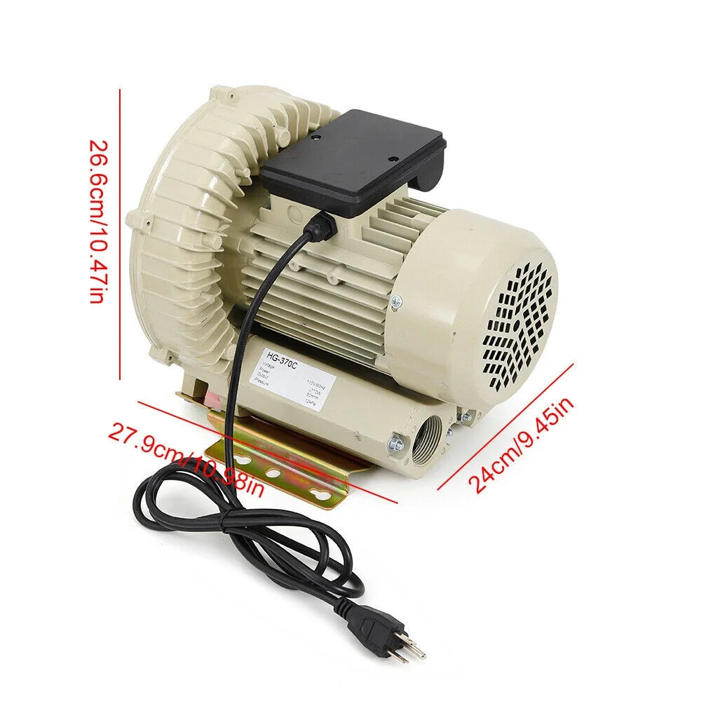 110V 370W Commercial Air Pump Aquarium Hydroponics Aquaculture Fish Tank Pond Blower C785