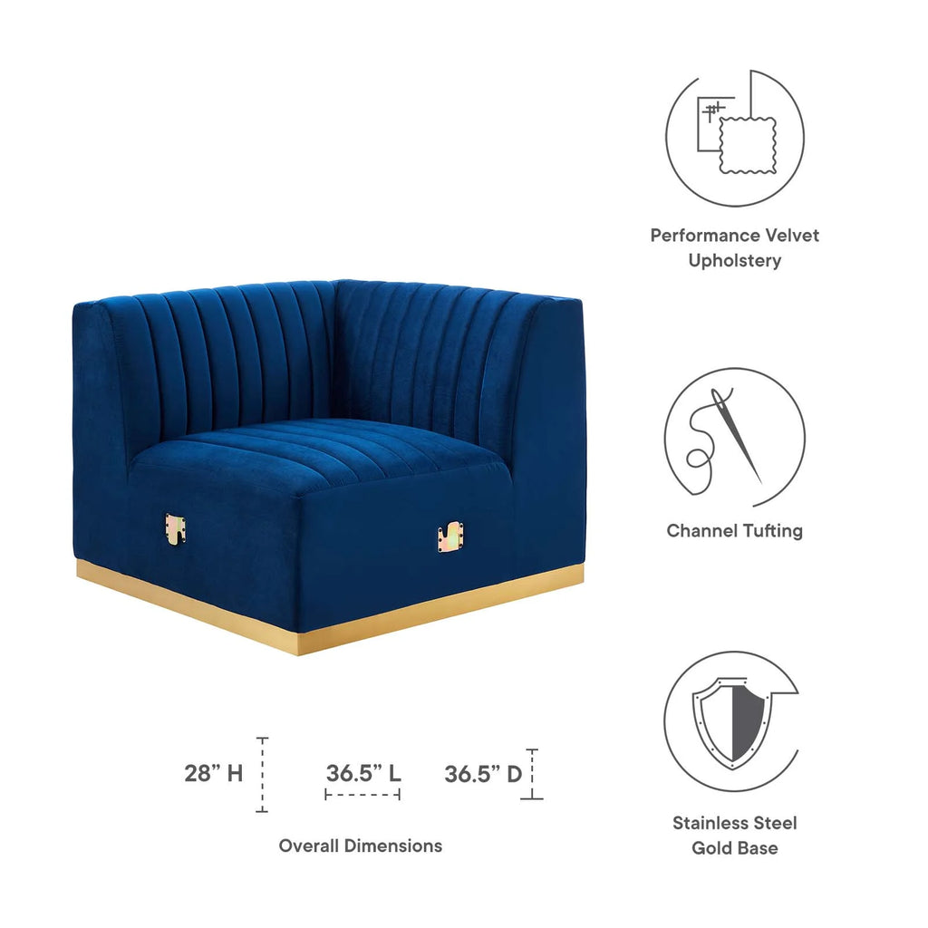 Gold/Navy Velvet Right Corner Chair M810