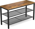 Rustic Brown 3 Tier Shoe Rack Bench with Storage Shelves U6568