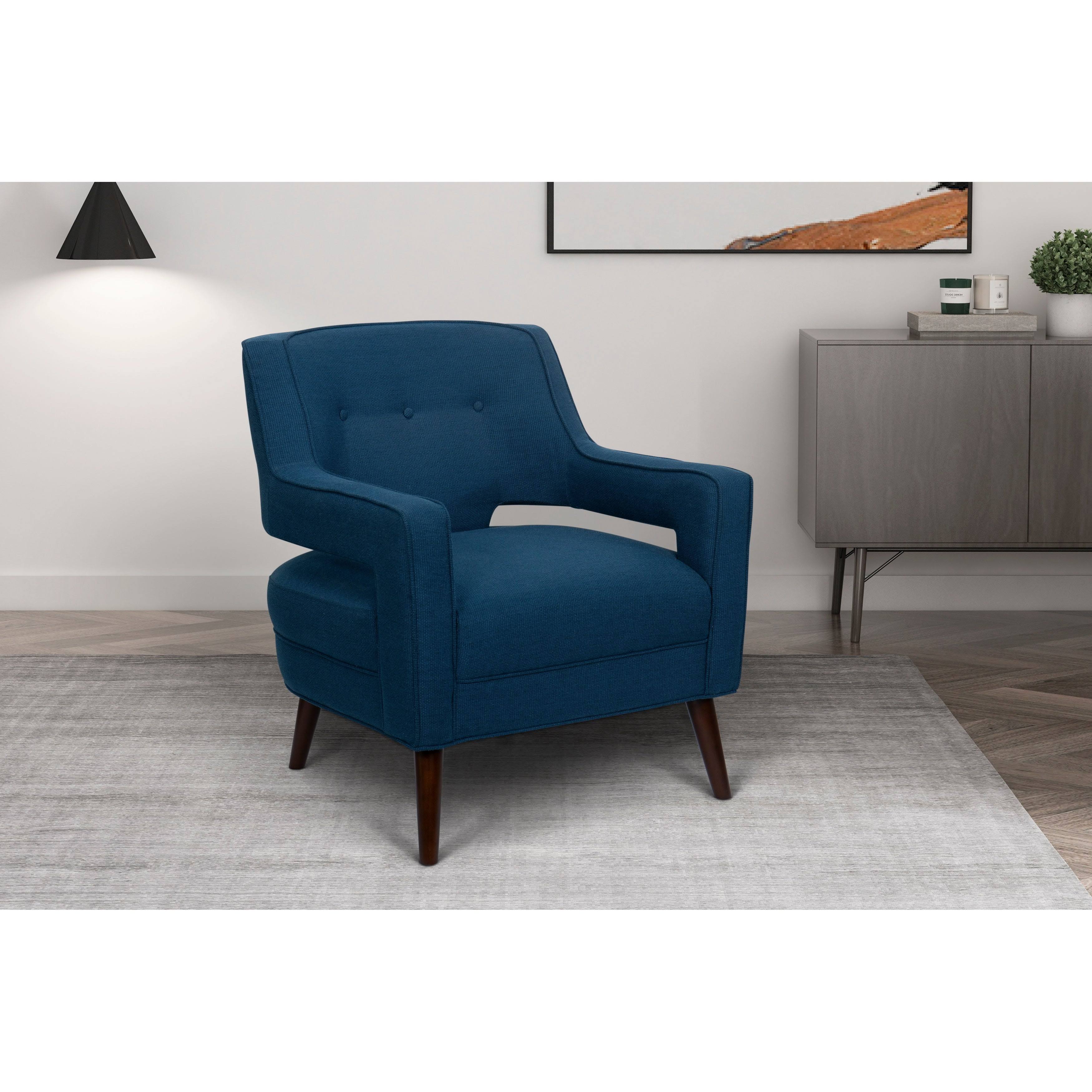 Blue Button Tufted Wingback Chair P4878