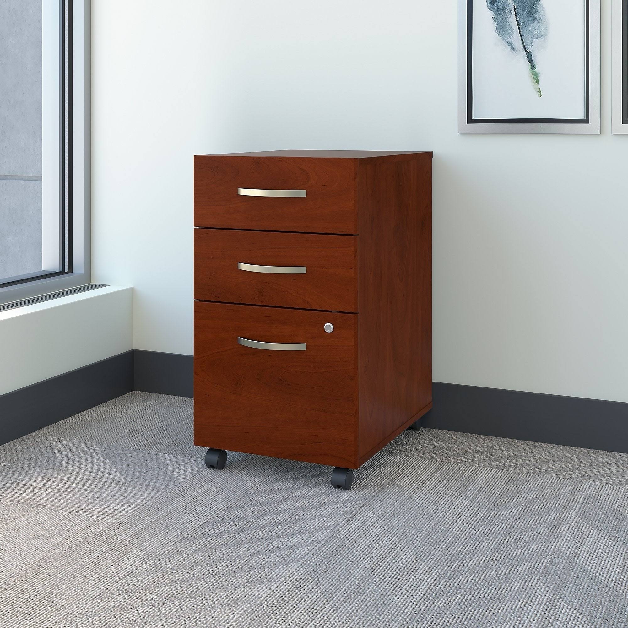 3 Drawer Mobile File Cabinet, Hansen Cherry K716439