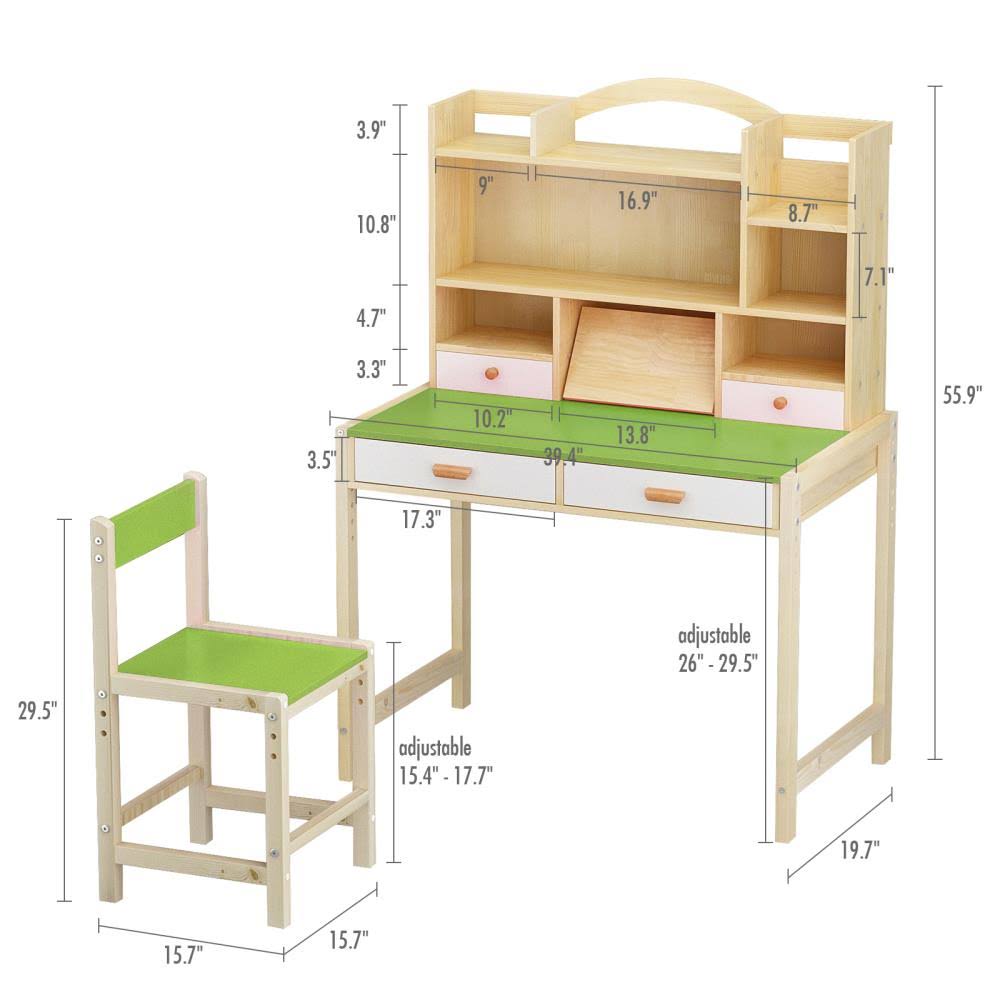 Green Children's Writing Desk with Chair K83921