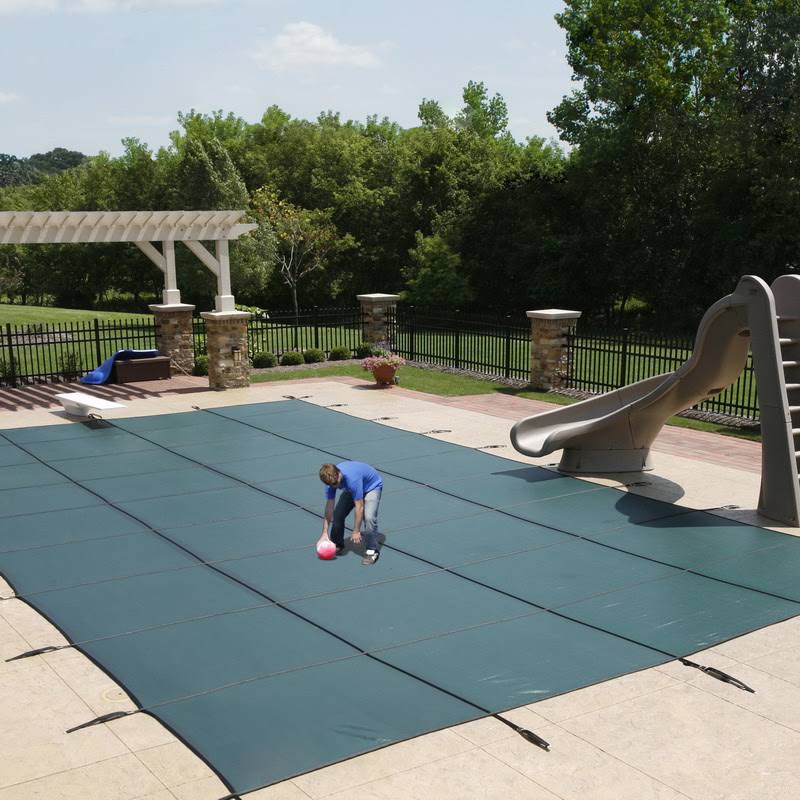 Green 18-Year Mesh Safety Cover for 12-ft x 24-ft Rect Pool D365839