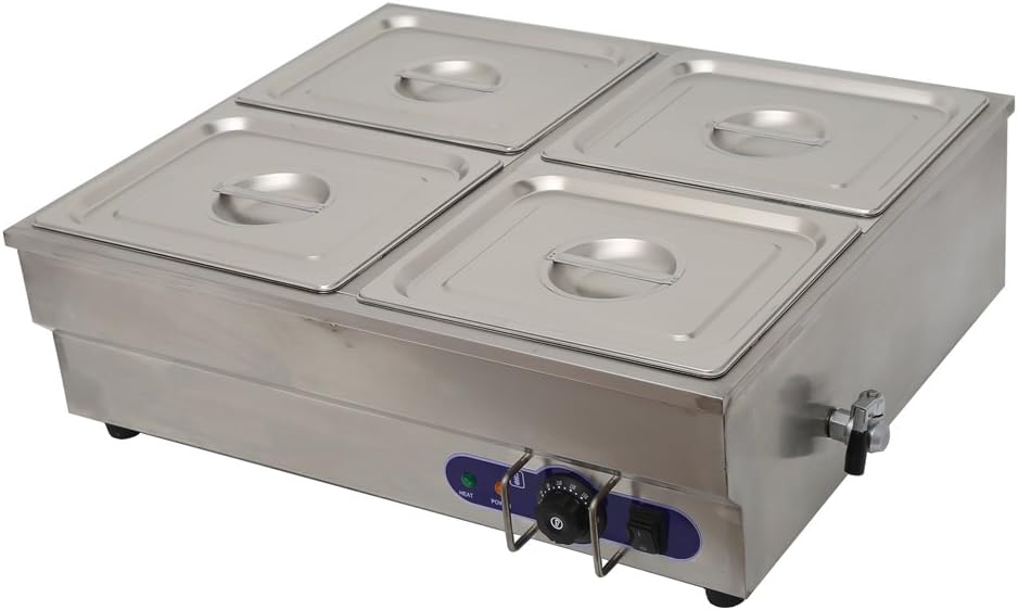 4 Pots Electric Food Soup Warmer Stainless Steel 110V 1500W N36698