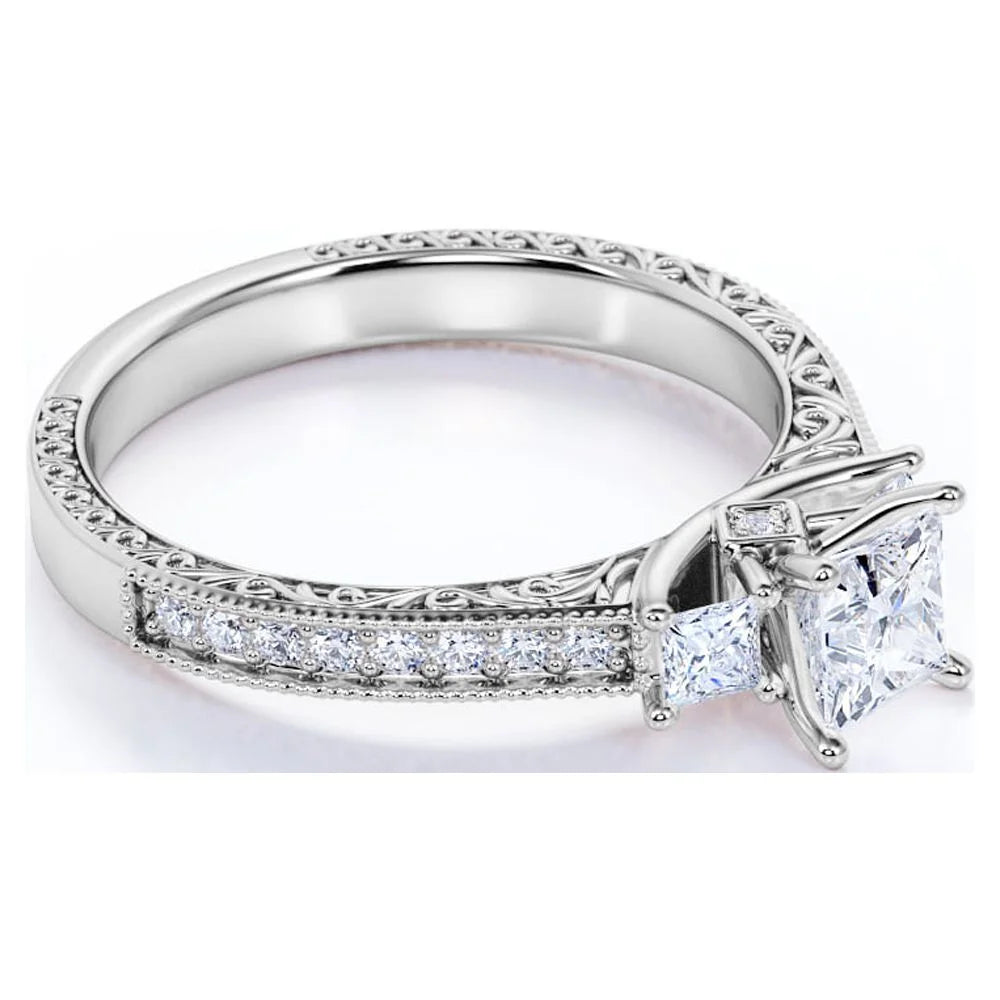 10K White Gold Princess Cut Diamond Engagement Ring F986