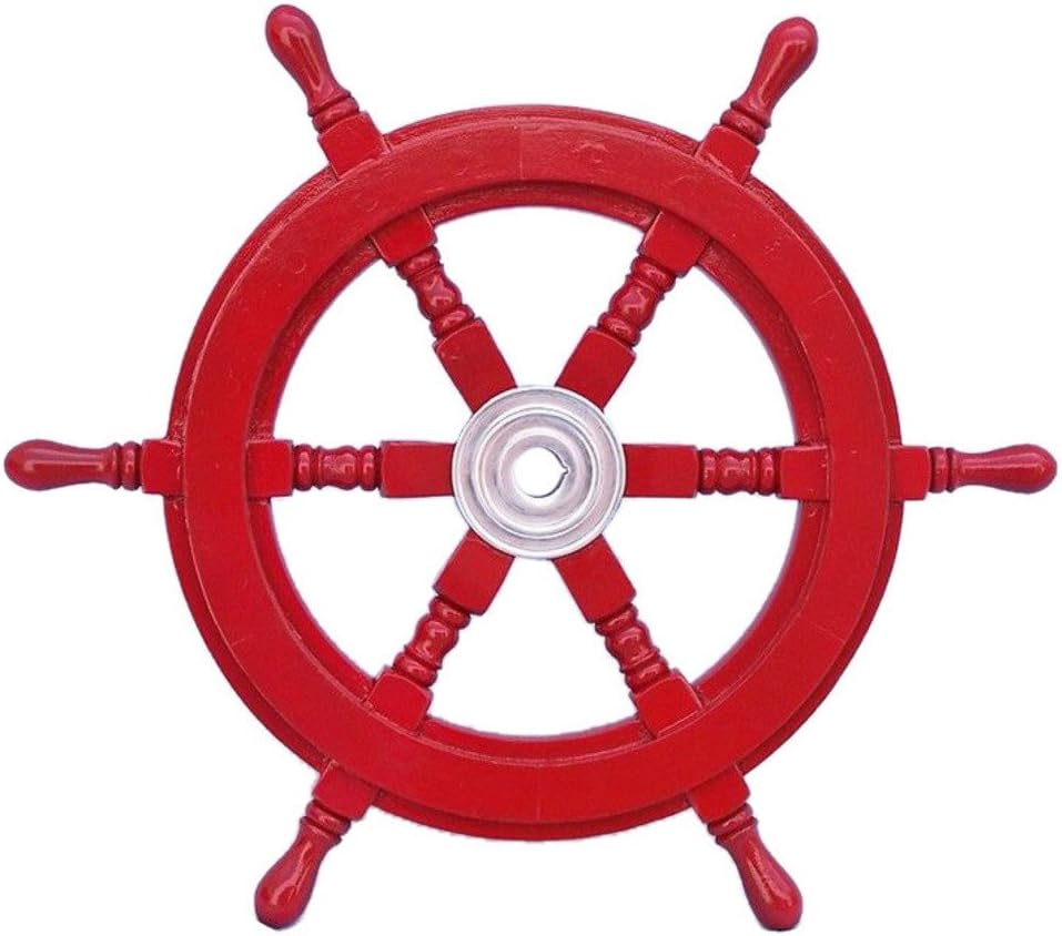 Wood and Brass Decorative Ship Wheel 24 K621
