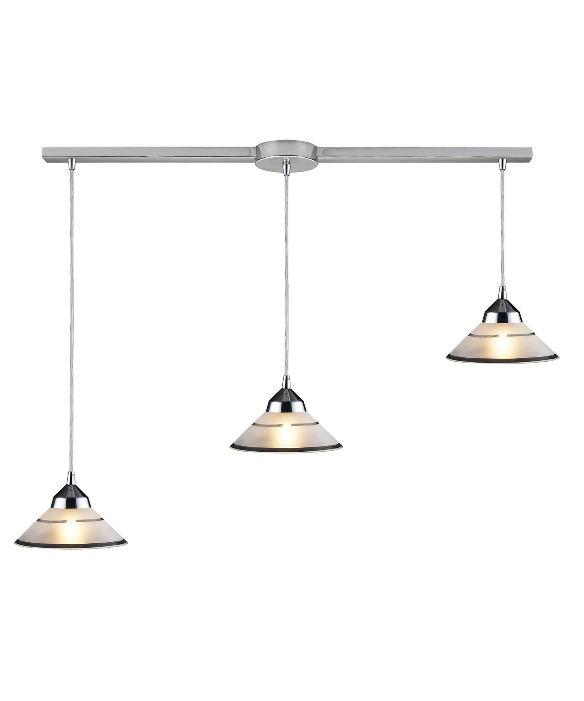 Polished Chrome Etched Clear Glass 3 Light Pendant F196