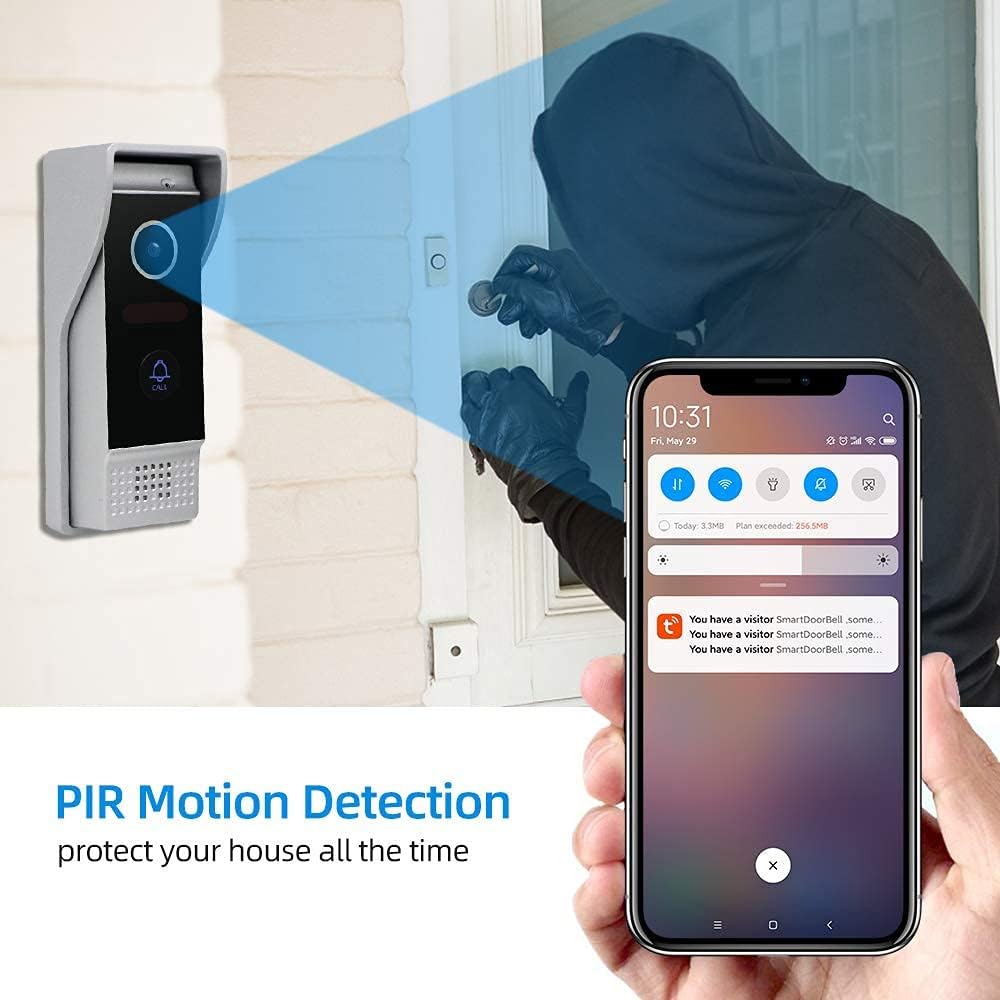Video Door Phone Doorbell 4-Wired 7 Inch AHD Wi-Fi Intercom System with 720P Camera F956125