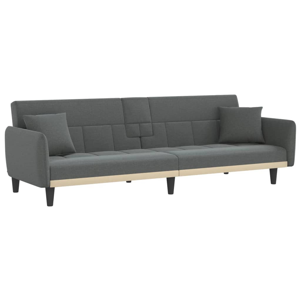 Dark Gray Fabric Sofa Bed with Cup Holders G49266
