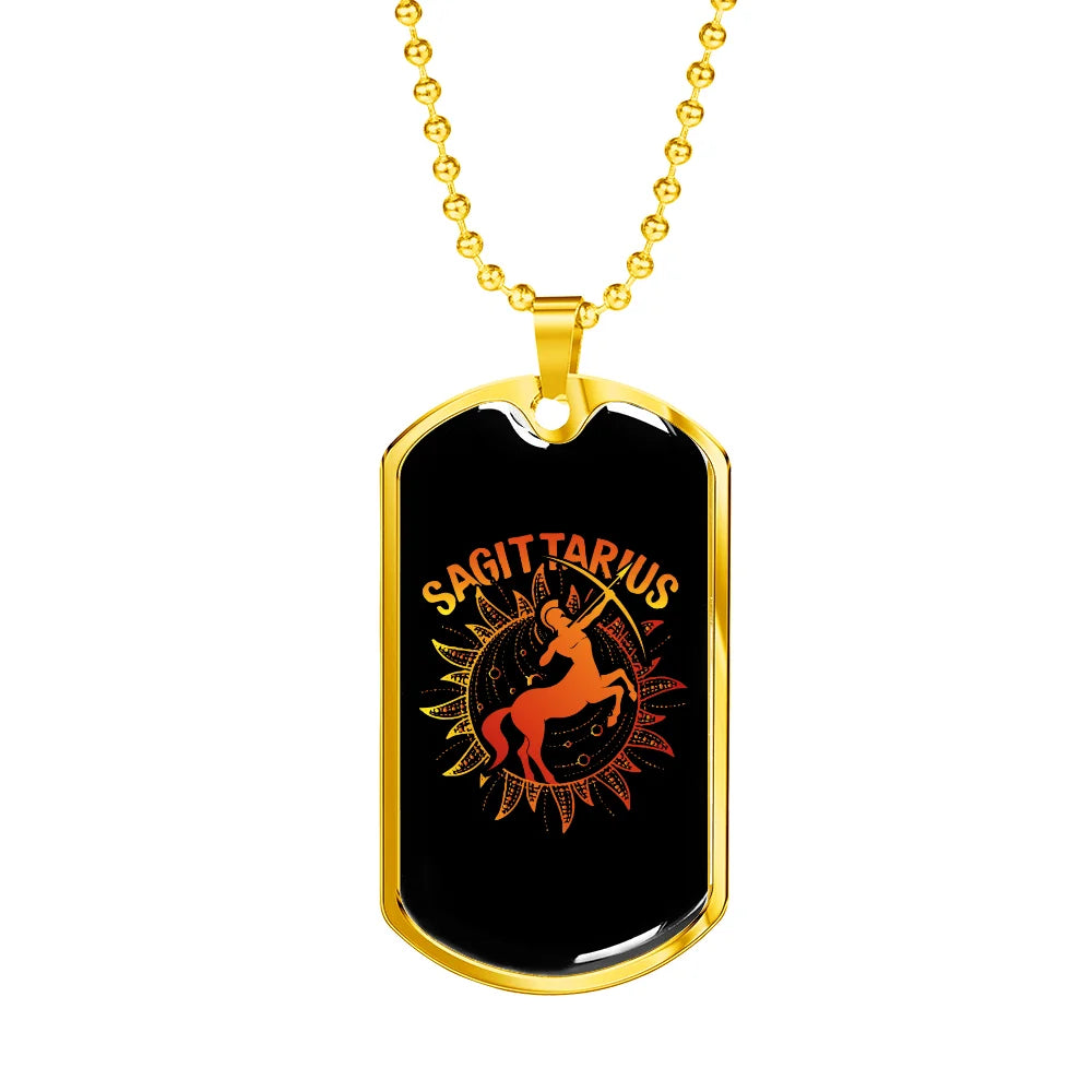 Zodiac Necklace Stainless Steel Dog Tag 24" Chain S22011