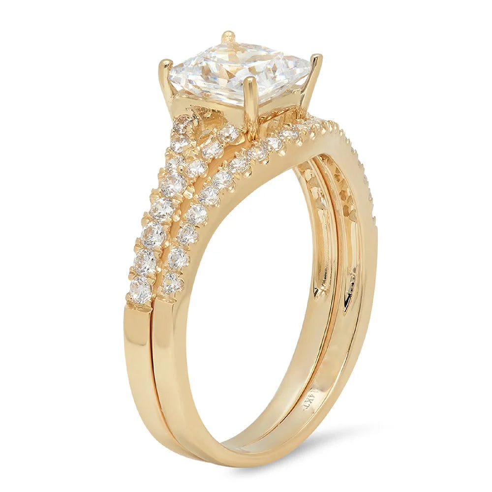 18K Yellow Gold Princess Cut Diamond Engagement Ring V279205