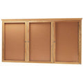 Oak Enclosed Wall Mounted Bulletin Board Three Doors 36x22 H x 72x22 W C18244