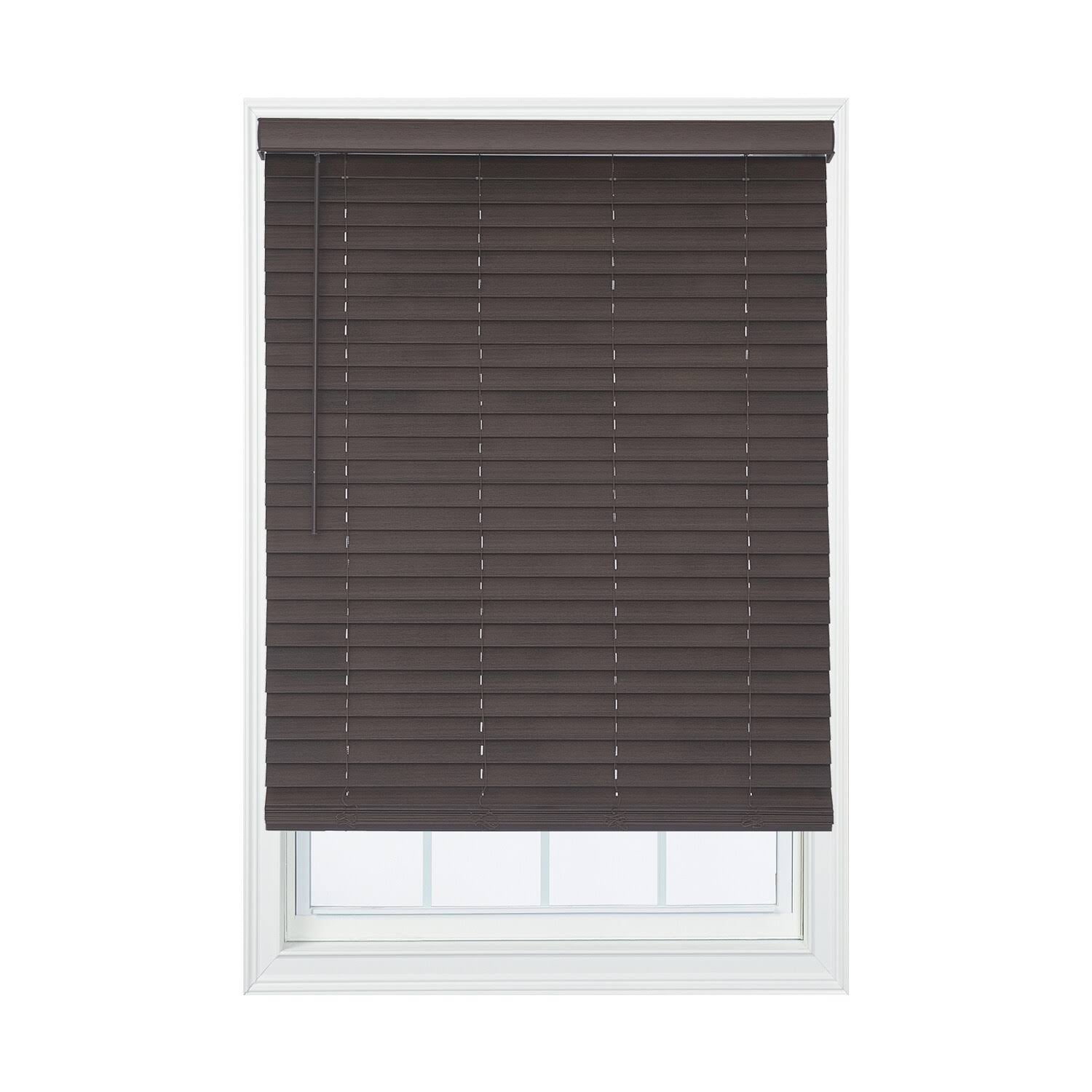 Brown Faux Wood Cordless Room Darkening Blinds L799